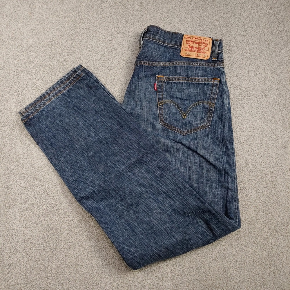 Levi's 505 Regular Fit Y2K Jeans - Men's 36x33 Blue Denim Straight Leg Classic